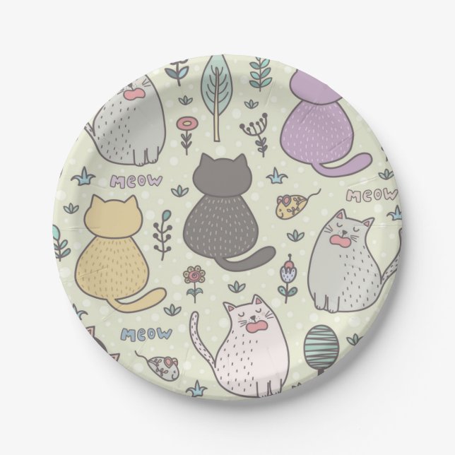 Cat pattern paper plate (Front)