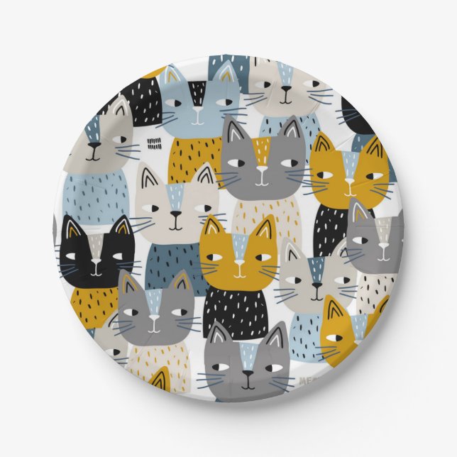 Cat pattern paper plate (Front)
