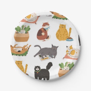 Cat pattern paper plate