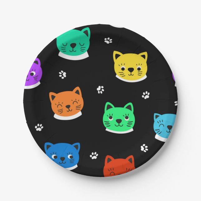 Cat pattern paper plate (Front)