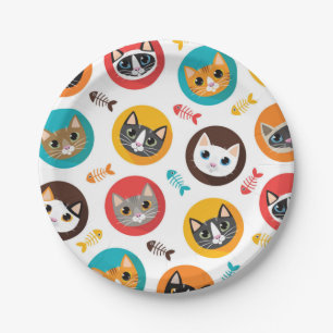 Cat pattern paper plate