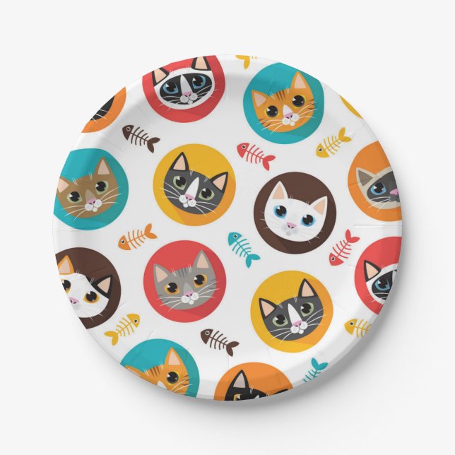 Cat pattern paper plate (Front)