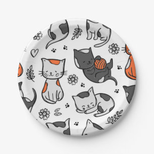 Cat pattern paper plate