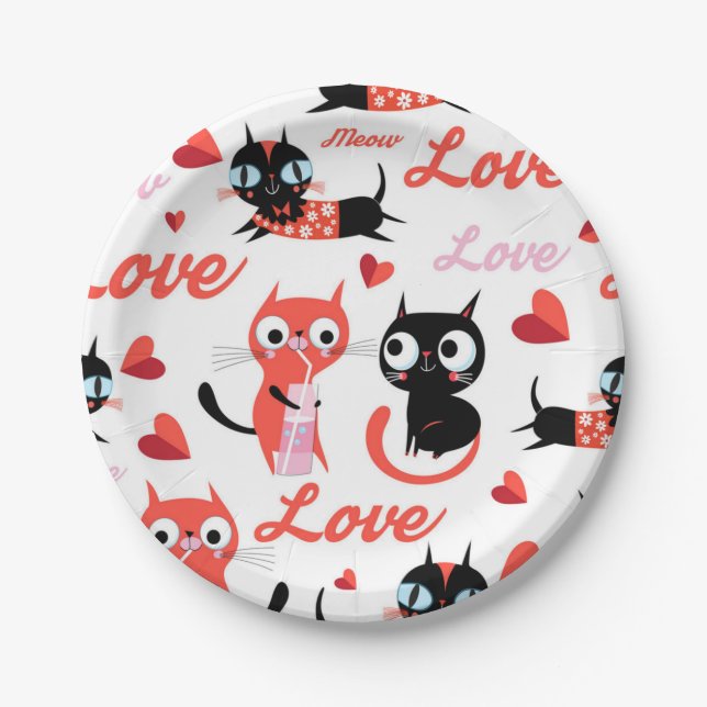 Cat pattern paper plate (Front)