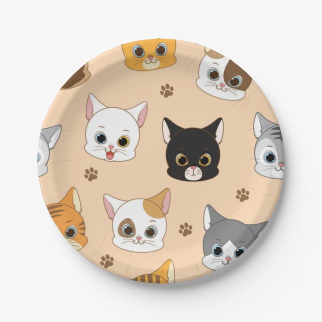 Cat pattern paper plate (Front)