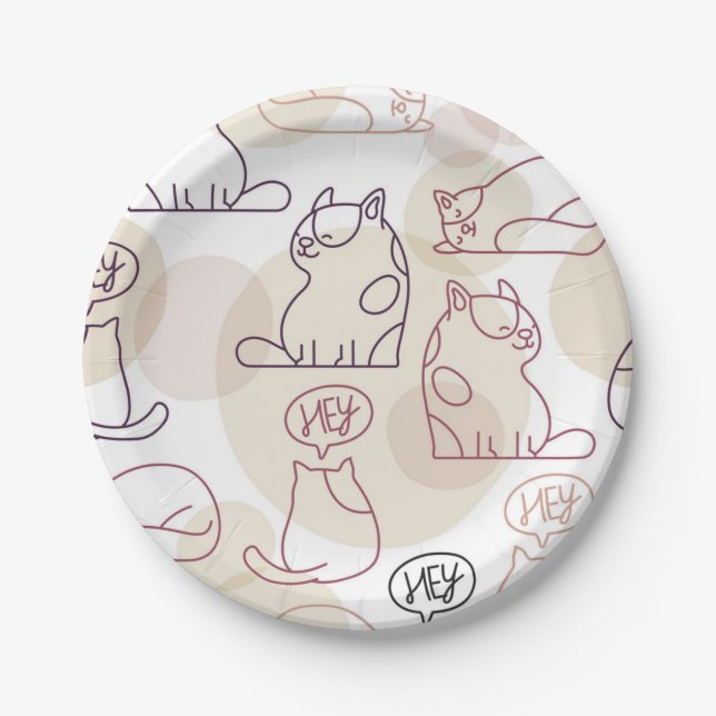 Cat pattern paper plate (Front)