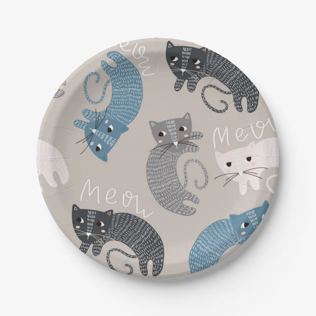 Cat pattern paper plate (Front)