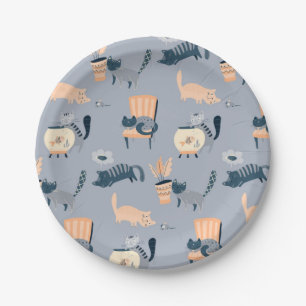 Cat pattern paper plate