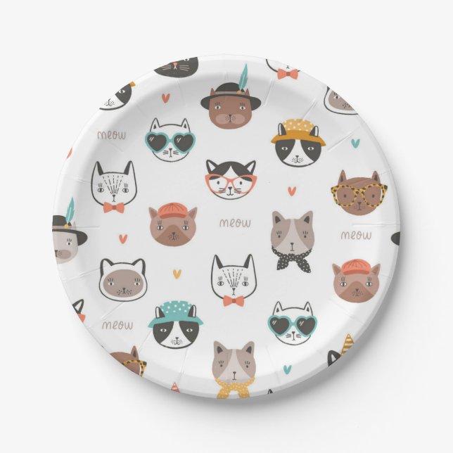 Cat pattern paper plate (Front)