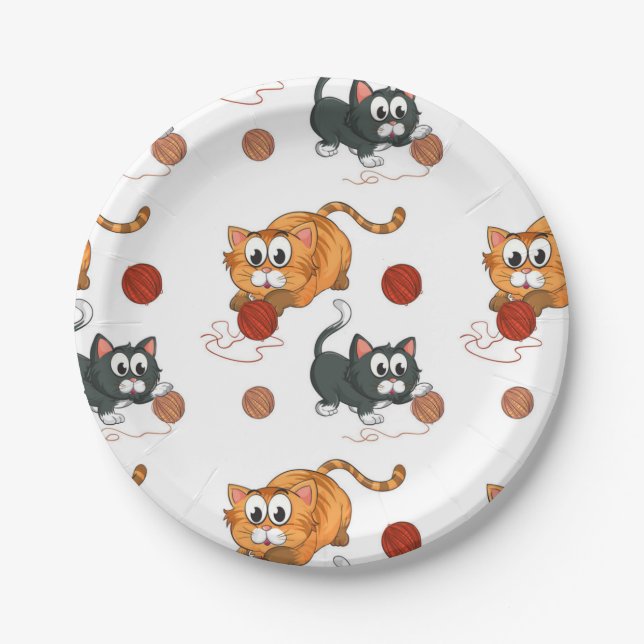 Cat pattern paper plate (Front)