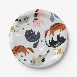 Cat pattern paper plate