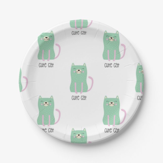 Cat pattern paper plate (Front)