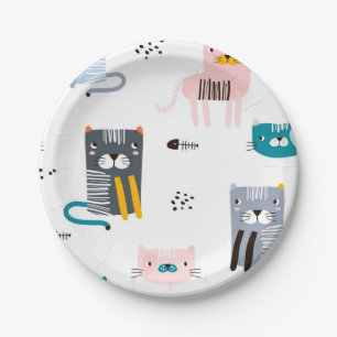 Cat pattern paper plate