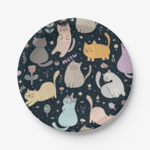 Cat pattern paper plate