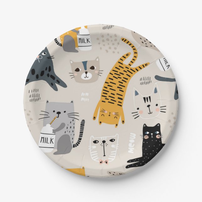 Cat pattern paper plate (Front)