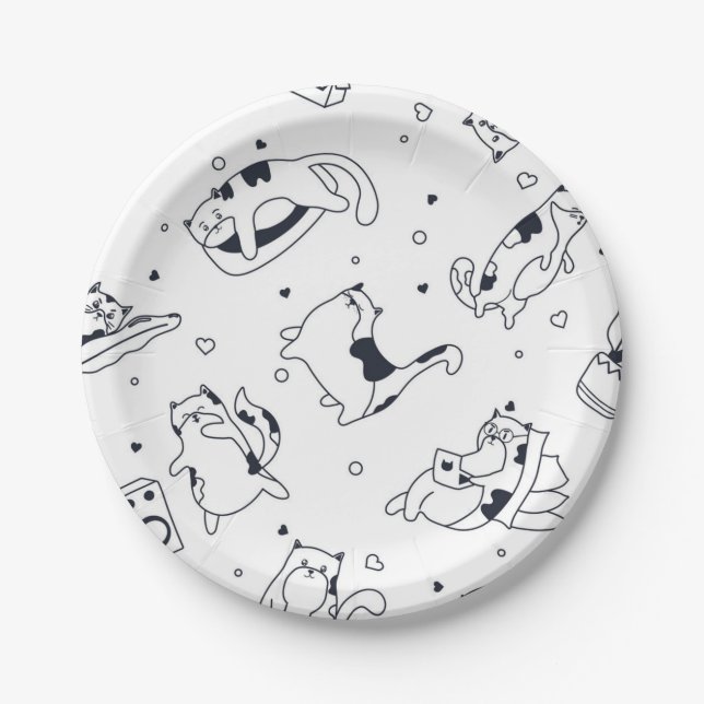 Cat pattern paper plate (Front)