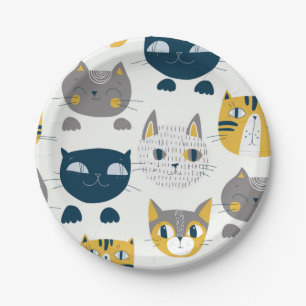 Cat pattern paper plate