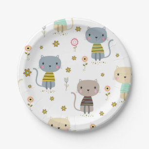 Cat pattern paper plate