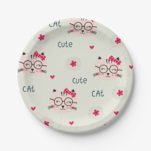 Cat pattern paper plate