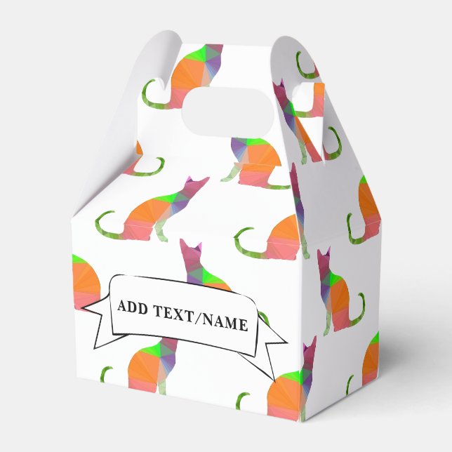 Cat Pattern Party Decor Custom Name  Favor Box (Back Side)