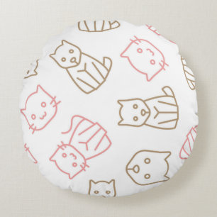 Cat pattern round pillow