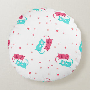 Cat pattern round pillow