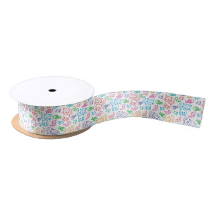 cat pattern satin ribbon