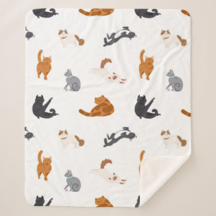 Cat pattern sherpa blanket