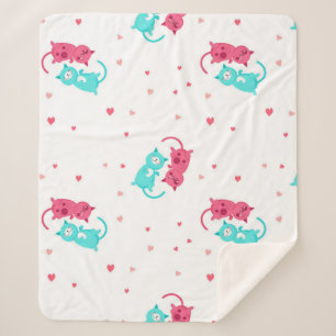 Cat pattern sherpa blanket