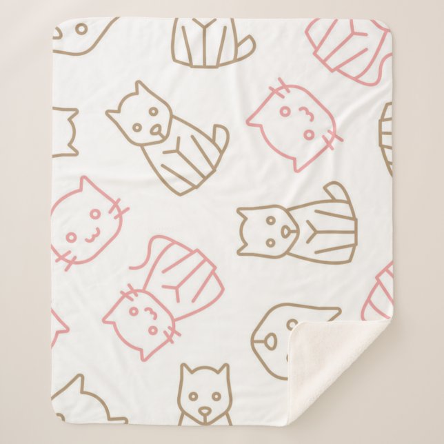 Cat pattern sherpa blanket (Front)