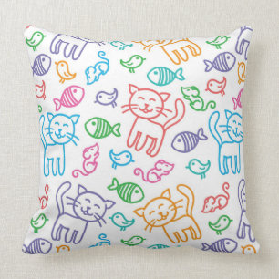 cat pattern throw pillow