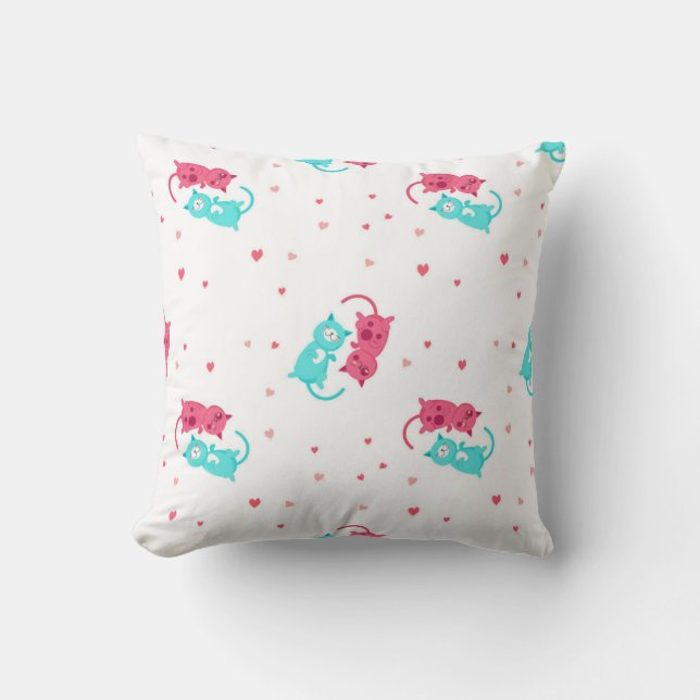 Cat pattern throw pillow (Front)