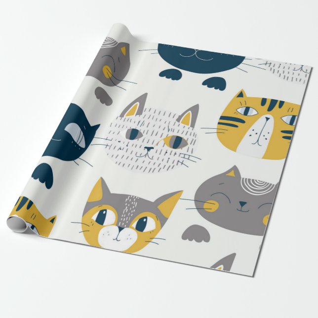 Cat pattern wrapping paper (Unrolled)