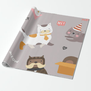Cat pattern wrapping paper