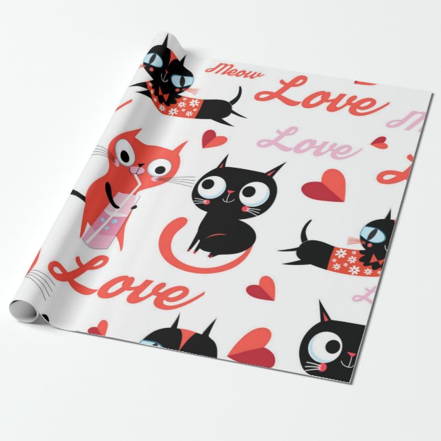 Cat pattern wrapping paper (Unrolled)