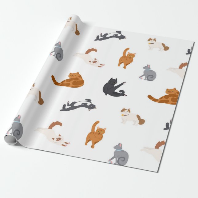 Cat pattern wrapping paper (Unrolled)