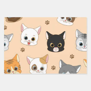 Cat pattern wrapping paper sheet