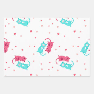 Cat pattern wrapping paper sheet