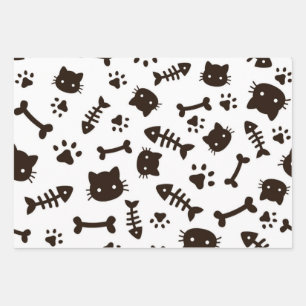 Cat pattern wrapping paper sheet