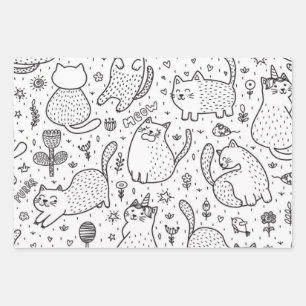 Cat pattern wrapping paper sheet