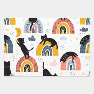 Cat pattern wrapping paper sheet