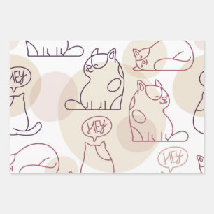 Cat pattern wrapping paper sheet
