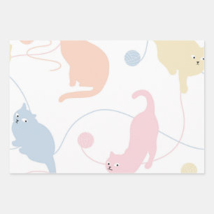 Cat pattern wrapping paper sheet