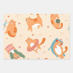 Cat pattern wrapping paper sheet
