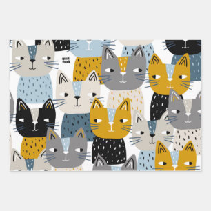 Cat pattern wrapping paper sheet
