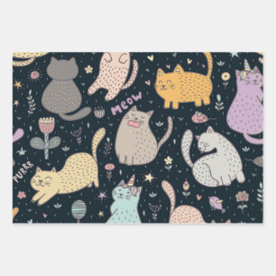 Cat pattern wrapping paper sheet