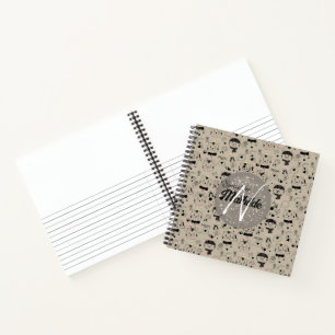 Cat Patterns Monogram Personalised Unique Kids  Notebook