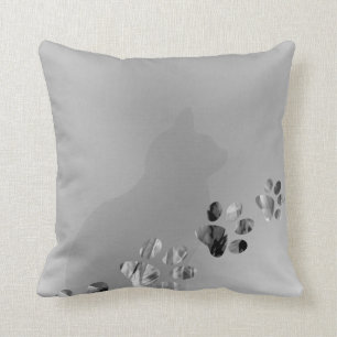 Cat Paw Black & White Prints Throw Pillow