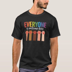 Cat Paw, Everyone Is Welcome Here Idaho Teacher T-Shirt