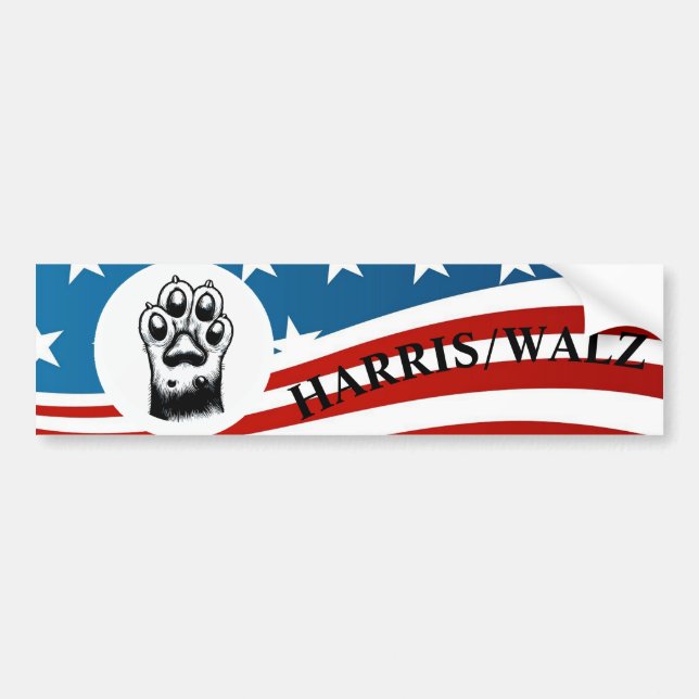 Cat Paw For Harris/Walz Bumper Sticker (Front)